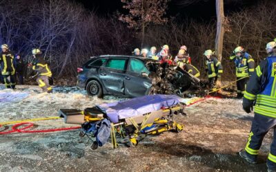 POL-MI: Auto prallt gegen zwei Bäume