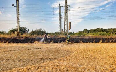 FW-NE: Vegetationsbrand an Bahnstrecke auf der Furth | Feuerwehr löscht brennende Böschung