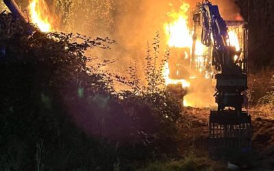 POL-MI: Bagger fängt Feuer
